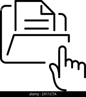 File management and document navigation. Easy access to digital data. Finger clicking on folder. Vector icon Stock Vector
