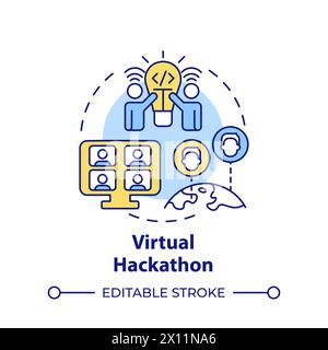 Virtual hackathon multi color concept icon Stock Vector