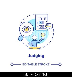 Judging multi color concept icon Stock Vector