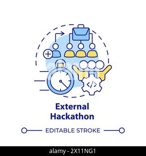 External hackathon multi color concept icon Stock Vector