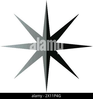 Black and white stars illustration set, isolated over white background. Glassy star icons Stock Vector