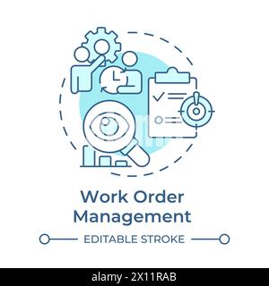 Work order management soft blue concept icon Stock Vector