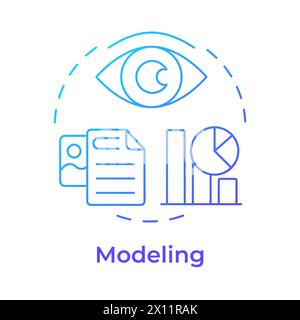 BPM modeling blue gradient concept icon Stock Vector