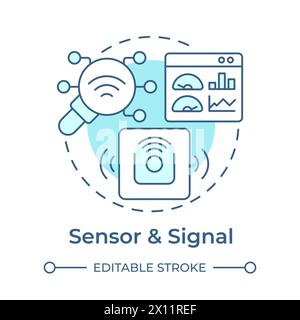 Sensor and signal soft blue concept icon Stock Vector