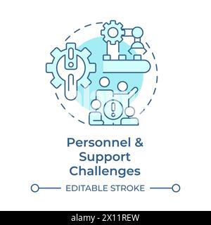 Personnel and support challenges soft blue concept icon Stock Vector