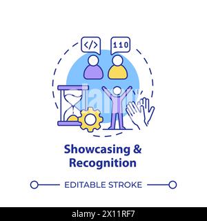 Showcasing and recognition multi color concept icon Stock Vector