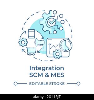 Integration SCM and MES soft blue concept icon Stock Vector