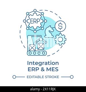Integration ERP and MES soft blue concept icon Stock Vector