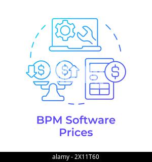 BPM software prices blue gradient concept icon Stock Vector