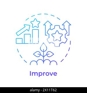 DMAIC improve phase blue gradient concept icon Stock Vector