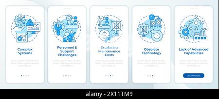 Business efficiency blue onboarding mobile app screen Stock Vector