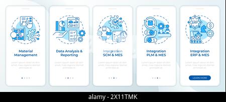 MES integration blue onboarding mobile app screen Stock Vector