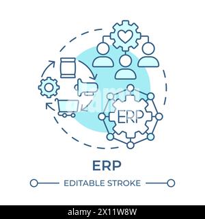 ERP soft blue concept icon Stock Vector