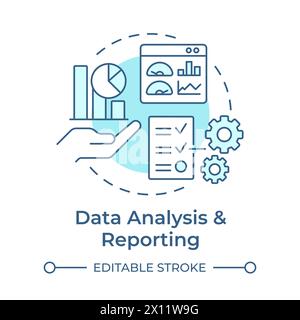 Data analysis and reporting soft blue concept icon Stock Vector