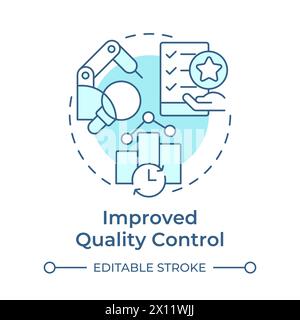 Improved quality control soft blue concept icon Stock Vector