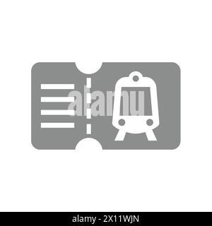 Train or subway ticket vector. Simple glyph icon. Stock Vector