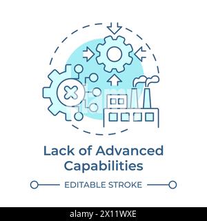 Lack of advanced capabilities soft blue concept icon Stock Vector