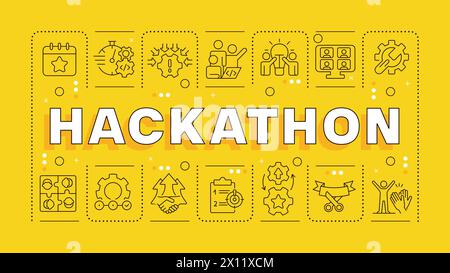Hackathon yellow word concept Stock Vector