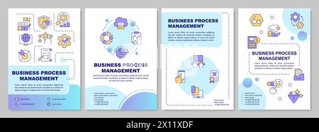 BPM management blue gradient brochure template Stock Vector