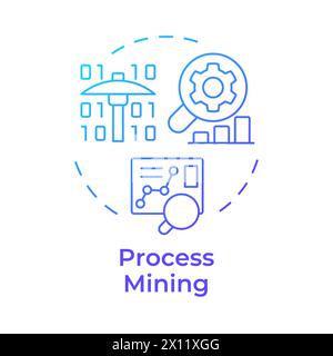 Process mining blue gradient concept icon Stock Vector