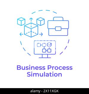 Business process simulation blue gradient concept icon Stock Vector