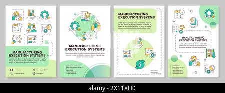 MES systems benefits green circle brochure template Stock Vector