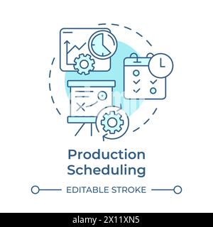 Production scheduling soft blue concept icon Stock Vector