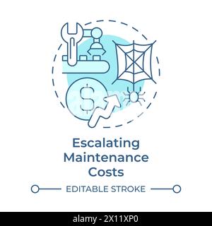 Escalating maintenance costs soft blue concept icon Stock Vector