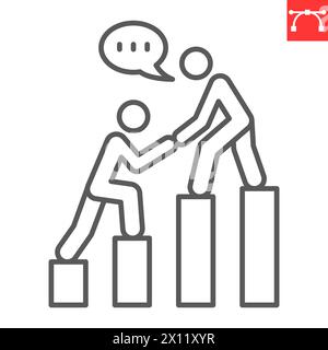 Mentor line icon, business and online education, mentoring vector icon, vector graphics, editable stroke outline sign, eps 10. Stock Vector