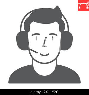 Learning support glyph icon, business and hotline, operator vector icon, vector graphics, editable stroke solid sign, eps 10. Stock Vector