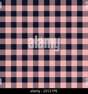 Classic tweed tartan plaid style pattern. Geometric check print in pink and blue color. Classical English background Glen plaid for textile fashion Stock Vector