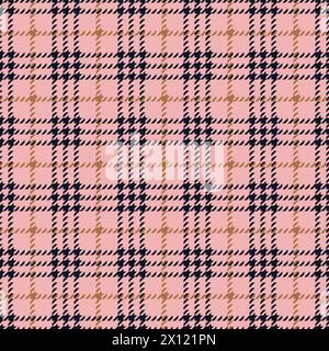 Classic tweed plaid style pattern. Geometric check print in pink and blue color. Classical English background Glen plaid for textile fashion design. Stock Vector