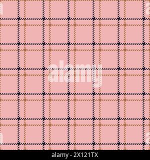 Classic tweed plaid style pattern. Geometric check print in pink and blue color. Classical English background Glen plaid for textile fashion design. Stock Vector