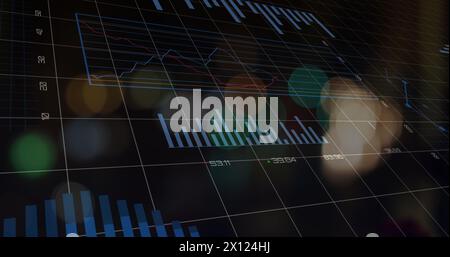 Image of data processing with statistics over grid Stock Photo