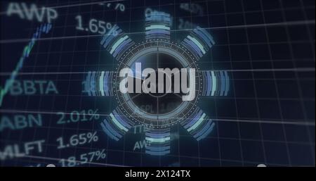 Image of financial data processing over scope scanning Stock Photo