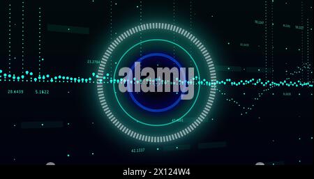 Image of scope scanning and financial data processing Stock Photo