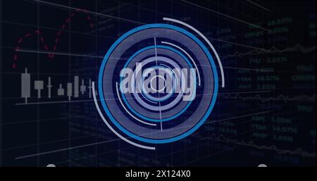 Image of scope scanning and financial data processing Stock Photo