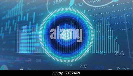 Image of scope scanning and financial data processing Stock Photo