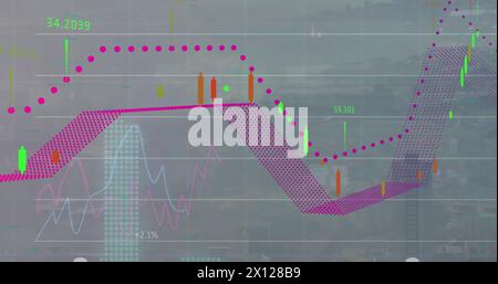 Image Of Multiple Graphs With Increasing Numbers Against Abstract 