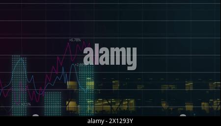 Image of data processing over cityscape Stock Photo