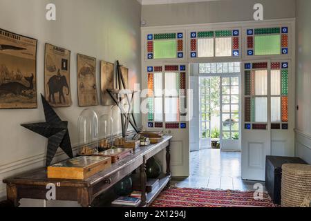 Stained glass entrance doorway at Mimi Calpe, 1950s French luxury villa ...