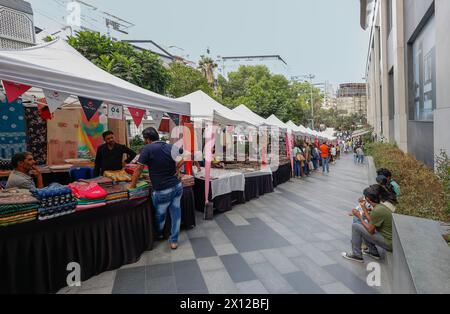 Market stands in Church Street ,Bangalore, Bengaluru, Karnataka, India Stock Photo