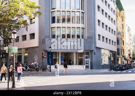 A branch of BBVA, a Spanish bank in Valencia, Spain Stock Photo