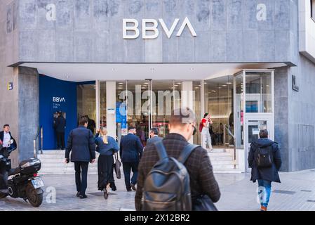 A branch of BBVA, a Spanish bank in Valencia, Spain Stock Photo