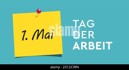 yellow note 1th may labor day vector illustration EPS10 Stock Vector