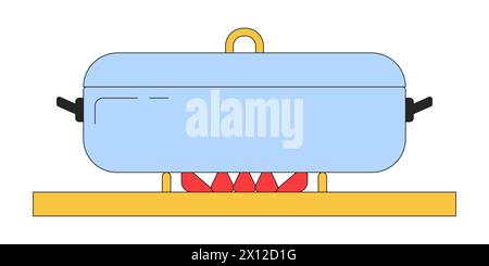 Stovetop pot lid 2D linear cartoon object Stock Vector