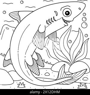 Dwarf Lantern Shark Coloring Page Illustration Stock Vector Image & Art ...