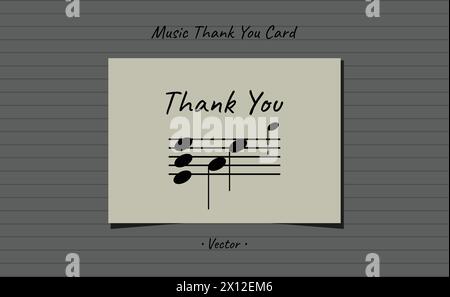 Music thank you card with notes musical symbols minimalist vector design. Stock Vector