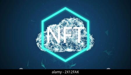 Image of nft text over cloud icon on black background Stock Photo