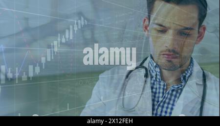 Image of data processing over biracial male doctor Stock Photo